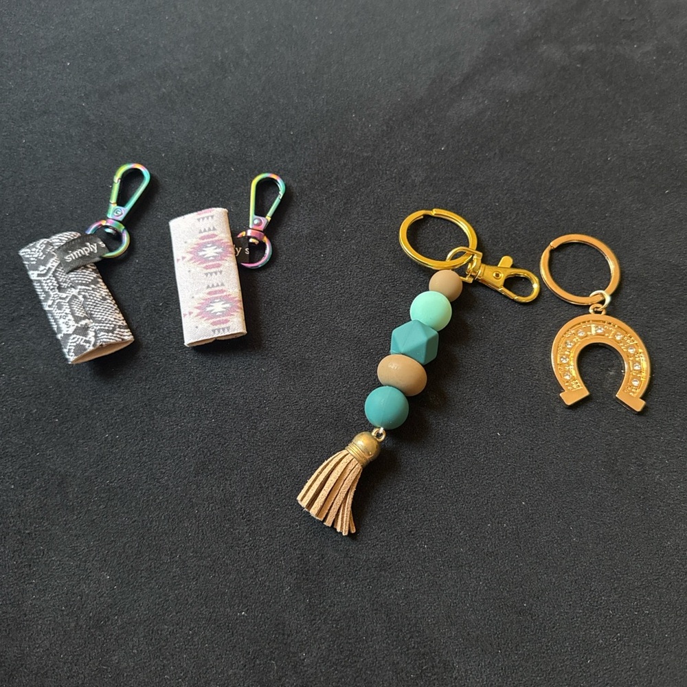 Keychain Lot - 4 New Unique Pieces - Chapstick Holder Bundle